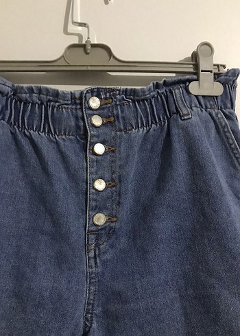 Düğmeli Mavi Kadın Mini Kot Şort - Görsel 3