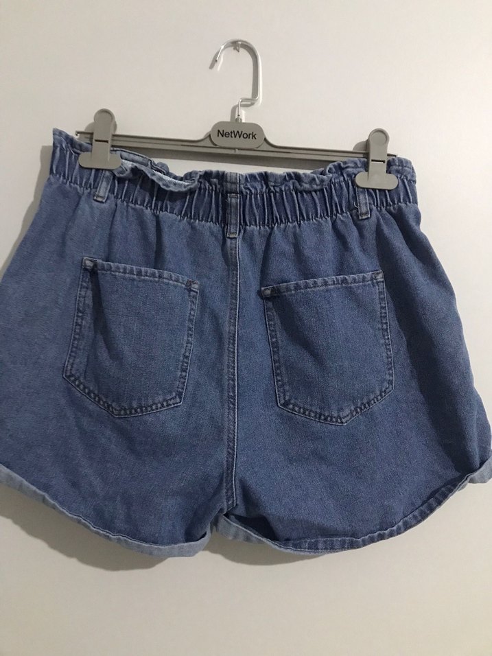 Düğmeli Mavi Kadın Mini Kot Şort - Görsel 5