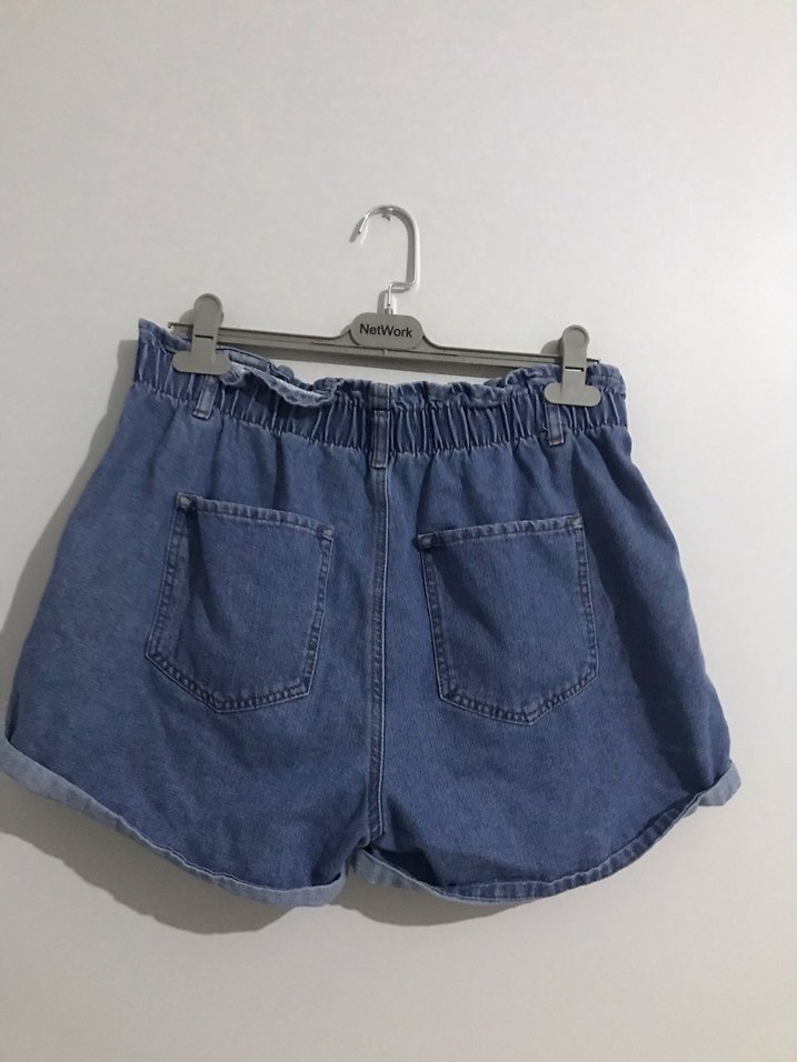 Düğmeli Mavi Kadın Mini Kot Şort - Görsel 2