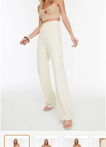 Wide leg pantolon ekru