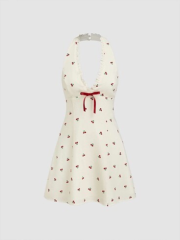 Kiraz desenli yazlık elbise fairycore lolita coquette vintage y2