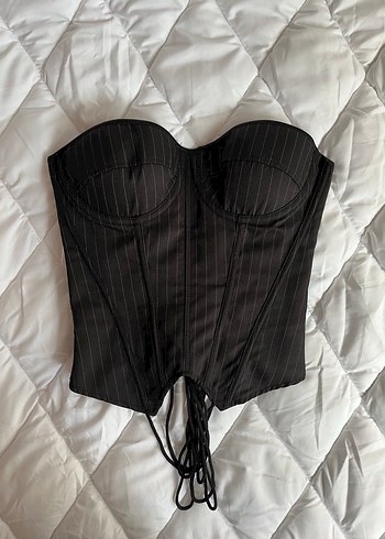 Çizgili Siyah Straplez korse üst lolita coquette y2k siren 2000s