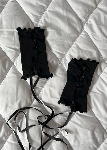 Beden Siyah bağcıklı ipli eldiven lolita coquette goth grunge