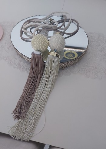 İnci Detaylı Uzun Püsküllü Perde Bağı - Görsel 2