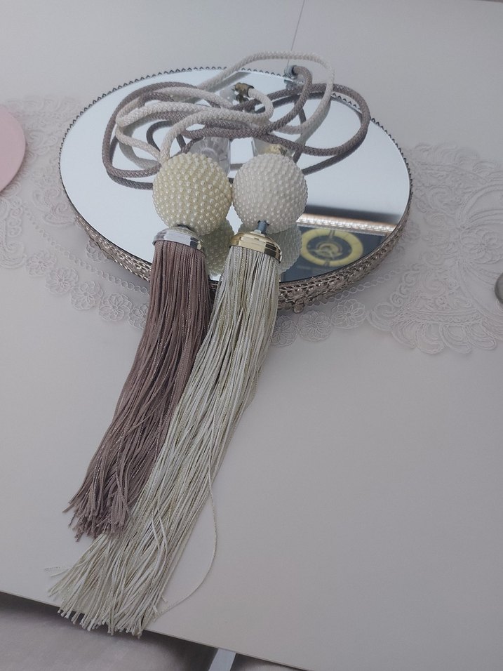 İnci Detaylı Uzun Püsküllü Perde Bağı - Görsel 2