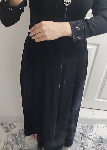 fermuarlı Siyah Uzun Kadın ferace