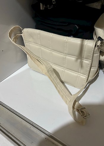 Beyaz Kareli Deri Kadın Omuz Çantası - Görsel 2