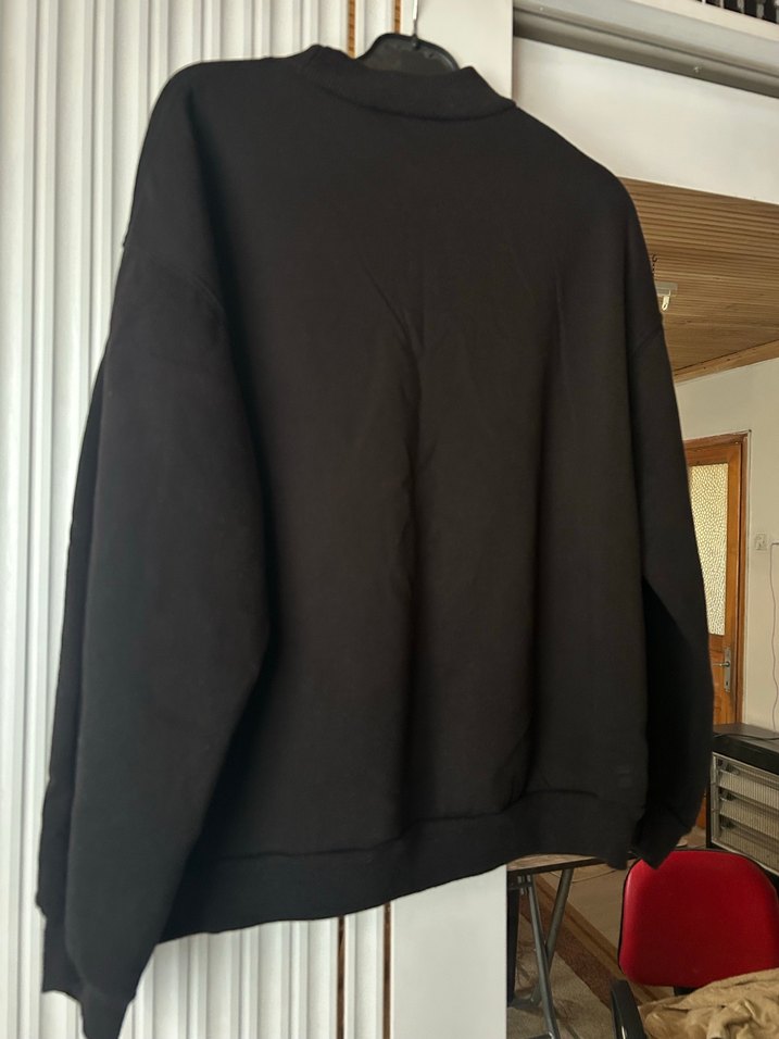 Siyah Kadın Sweatshirt, Rahat Kesim, Uzun Kollu - Görsel 2