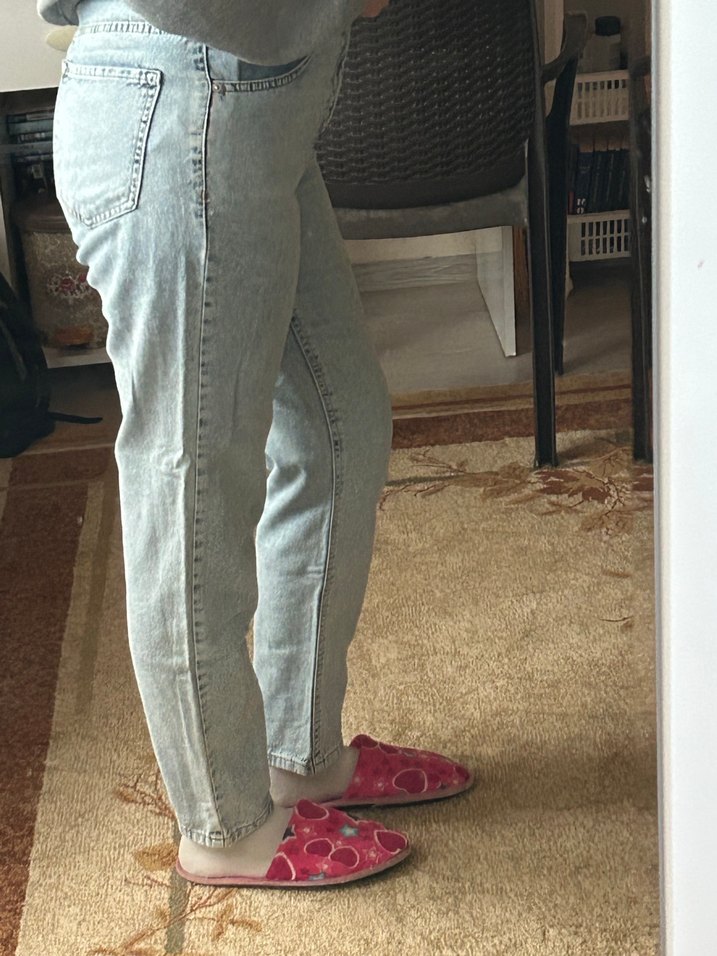 Bol Kesim Kadın Kot Pantolon - Görsel 3