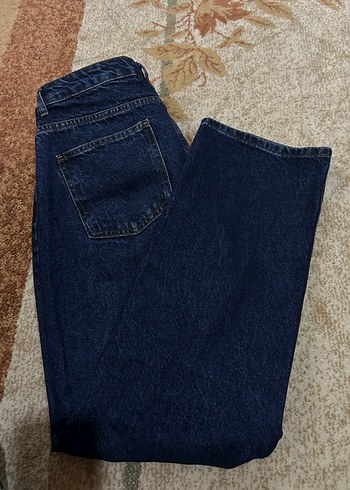 Lacivert Bol Kesim Midi Kadın Kot Pantolon - Görsel 2