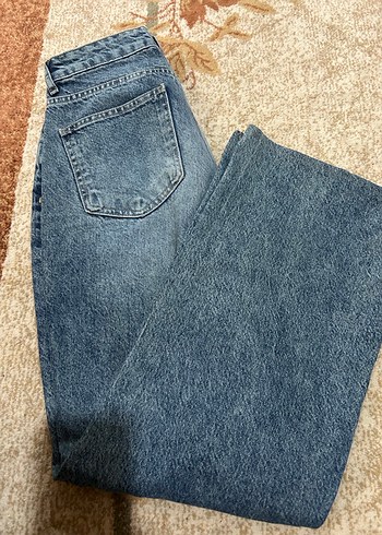 Kadın Kot Pantolon Geniş Kesim Midi Boy - Görsel 2