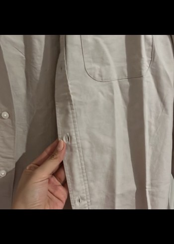 H&M H&m Bej Keten Düğmeli Gömlek