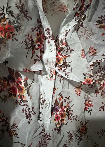 Bohem Gri Çiçekli Uzun Kollu Bluz - Görsel 2