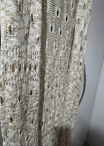 Bej Uzun Örgü Bohem Kadın Yelek - Görsel 2