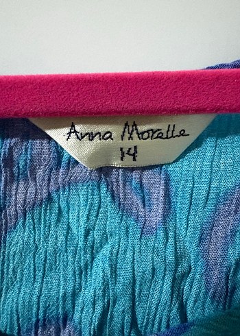 Mavi Bağlama Desenli Kolsuz Keten Bluz - Görsel 2