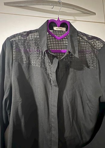 Düğmeli Siyah Gotik Kadın Gömlek - Görsel 3