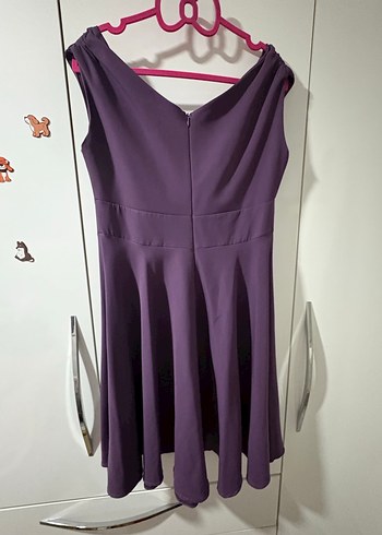 Mor Drapeli Midi Abiye Elbise - Görsel 6