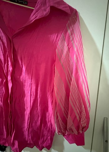 Pembe Keten Bohem V Yaka Gömlek - Görsel 4