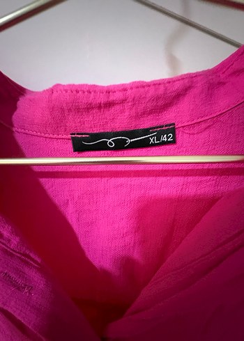 Pembe Keten Bohem V Yaka Gömlek - Görsel 5