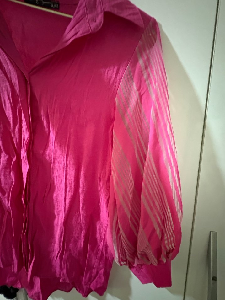 Pembe Keten Bohem V Yaka Gömlek - Görsel 4