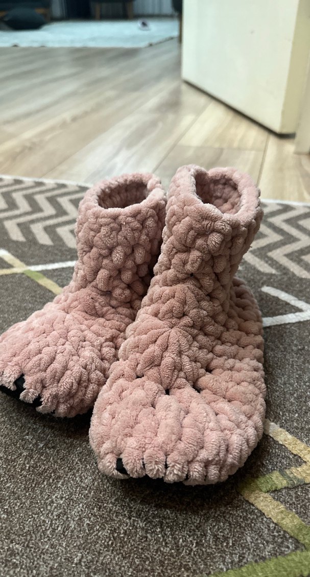 Kız Çocukları İçin Pembe Örgü Ev Terliği - Görsel 2