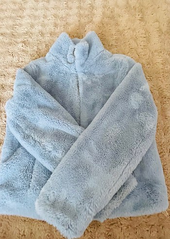 36 Beden mavi Renk Mavi Kadın Peluş Kışlık Ceket