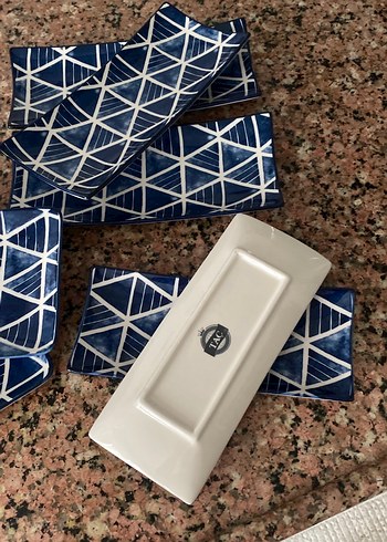 Lacivert Geometrik Desenli Modern Tabaklar - Görsel 4