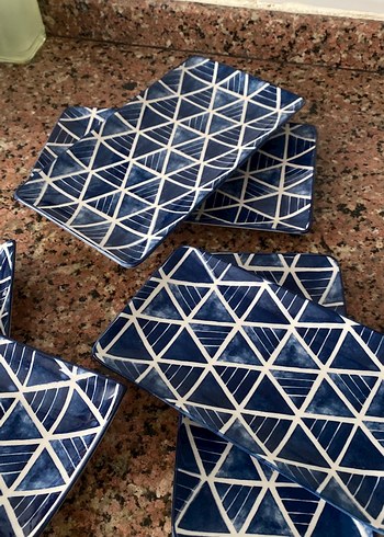 Lacivert Geometrik Desenli Modern Tabaklar - Görsel 3