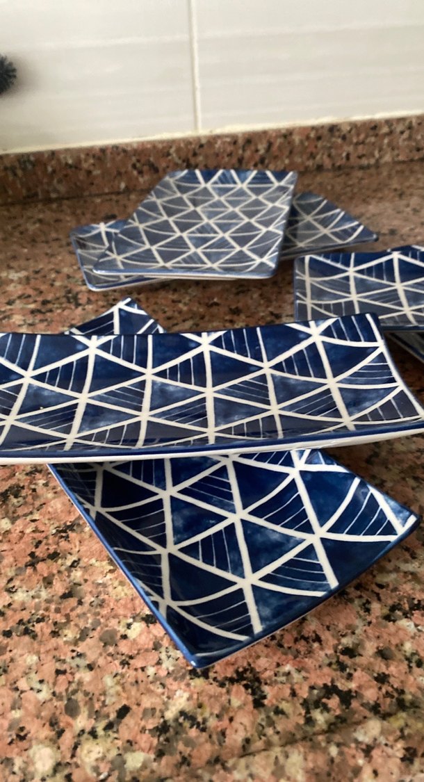 Lacivert Geometrik Desenli Modern Tabaklar - Görsel 2