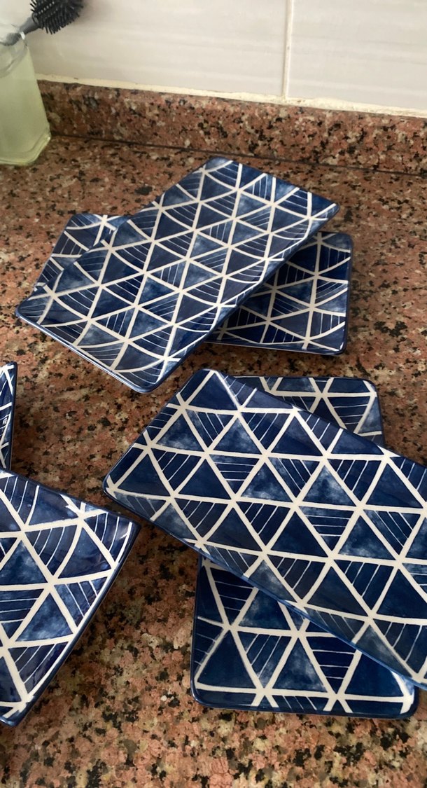 Lacivert Geometrik Desenli Modern Tabaklar - Görsel 3