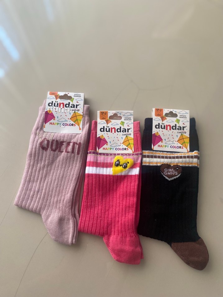 Kız Çocuk Renkli Baskılı Sıcak Çorap - Görsel 2