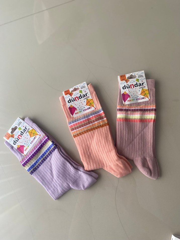 Kız Çocuk Renkli Baskılı Sıcak Çorap - Görsel 3