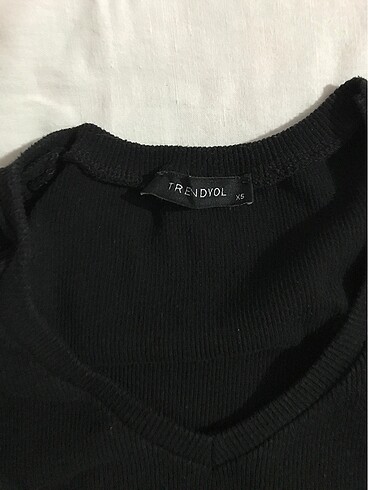 xs Beden siyah Renk Siyah v yaka crop bluz