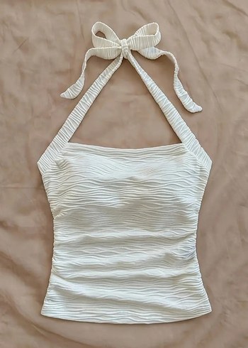 Beyaz Halter Yaka Crop
