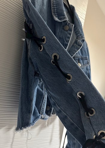 Dilvin Düğmeli Mavi Denim Ceket
