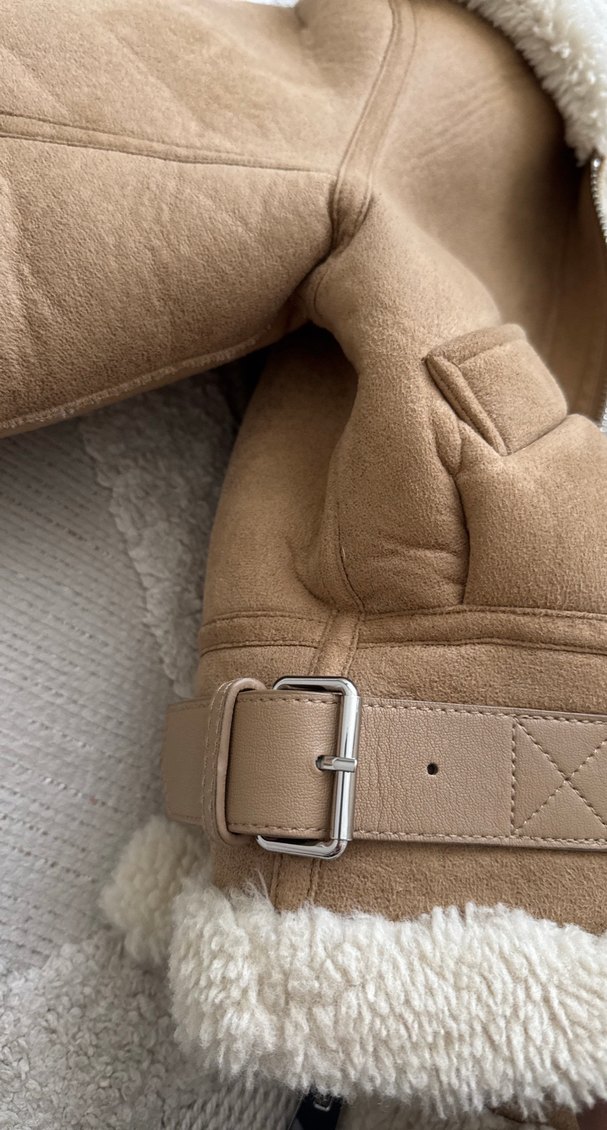 Kürklü Süet Bej Kadın Ceket - Görsel 4