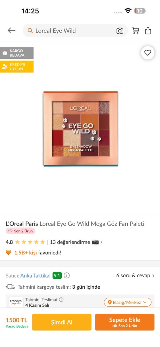 L'Oréal Eye Go Wild Mega Far Paleti - Görsel 3