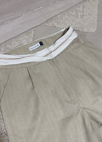 Bej Kemerli Kadın Keten Pantolon - Görsel 2