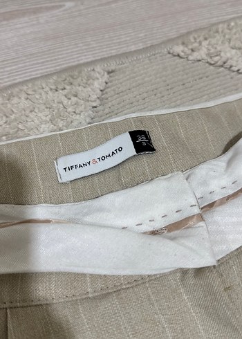 Bej Kemerli Kadın Keten Pantolon - Görsel 3