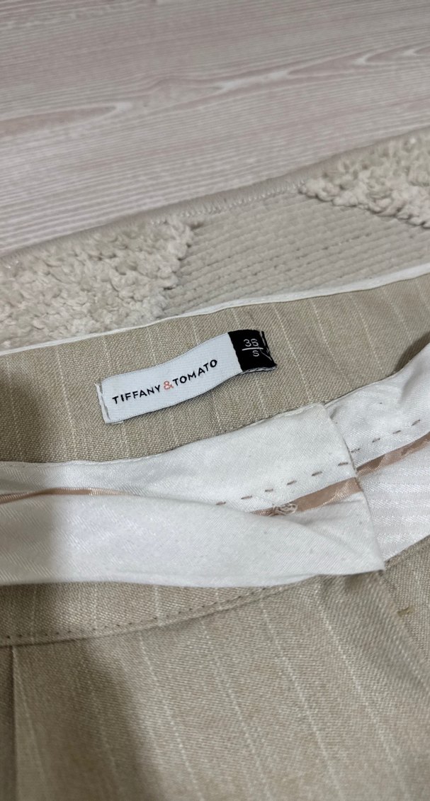 Bej Kemerli Kadın Keten Pantolon - Görsel 3