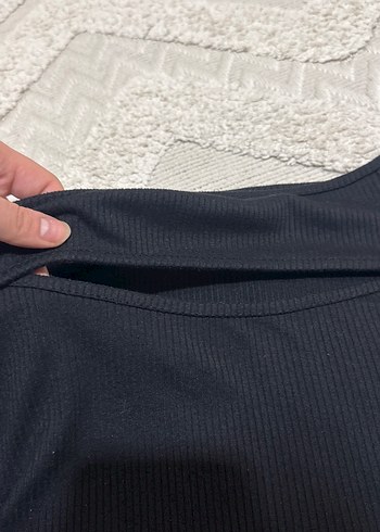 Siyah, V Yakalı, Uzun Kollu Kadın Bluz - Görsel 2