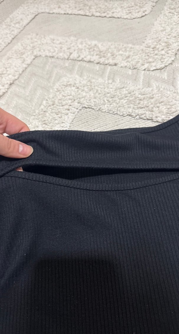 Siyah, V Yakalı, Uzun Kollu Kadın Bluz - Görsel 2