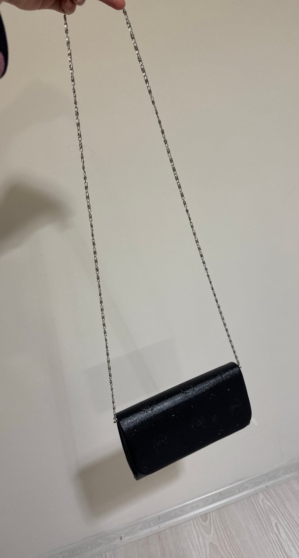 Klasik Siyah Nakışlı Deri Kadın Portföy Çanta - Görsel 2