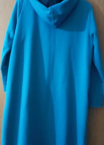 Mavi Kapüşonlu Uzun Kollu Kadın Yağmurluk - Görsel 6