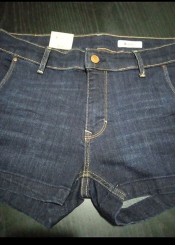 Düğmeli Lacivert Kadın Kısa Kot Şort - Görsel 2