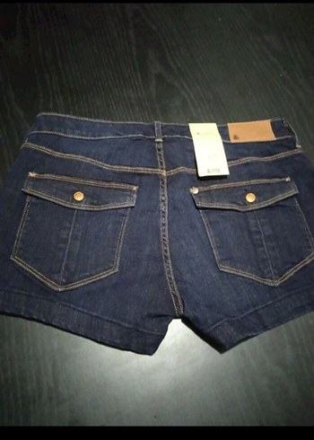 Düğmeli Lacivert Kadın Kısa Kot Şort - Görsel 3