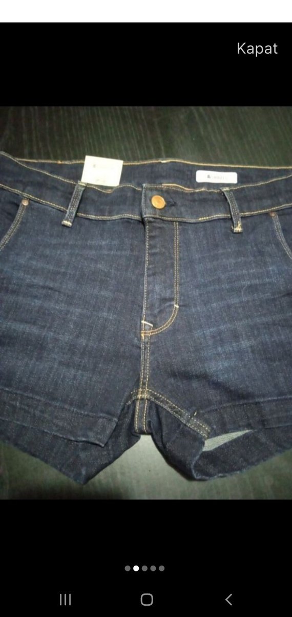 Düğmeli Lacivert Kadın Kısa Kot Şort - Görsel 2