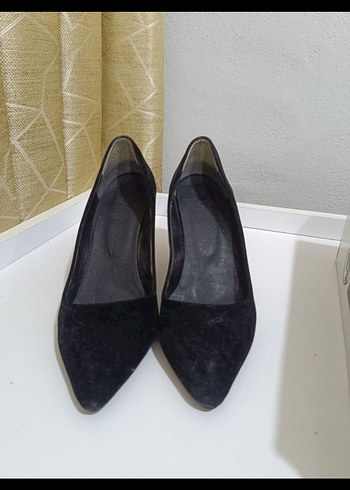 37 Beden Siyah Süet Stiletto Kadın Topuklu Ayakkabı