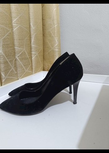 Diğer Siyah Süet Stiletto Kadın Topuklu Ayakkabı