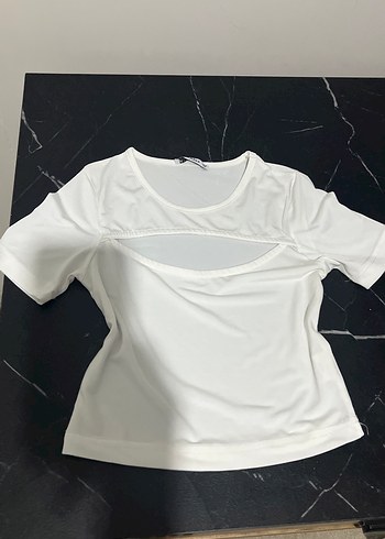 Addax Beyaz Cut Out Detayli Kisa Kollu Bluz